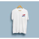 Bahriyeli Collection Oversize Netherlands / Hollanda Bayrağı Cep Tasarım Unisex T-Shirt - Beyaz