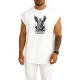 Bahriyeli Collection Oversize Sancte Michael Archangele Göğüs Baskılı Atlet - Beyaz - XL