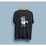 Bahriyeli Collection Oversize Sandy Cheeks / Sponge Bob Tasarımlı T-Shirt - Siyah