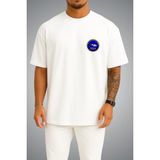 Bahriyeli Collection Oversize Tcg Darıca Logo Cep Baskılı Unisex T-Shirt - Beyaz - XL