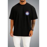 Bahriyeli Collection Oversize Tcg Taşucu Logo Cep Baskılı Unisex T-Shirt - Siyah - XL