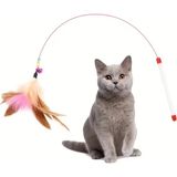 Bak Gel Al Çanlı ve Tüylü Esnek Kedi Oltası 90 cm – Zilli Dayanıklı, Enerji Atma ve Kedi Egzersiz Oyuncağı, Ucu Tüylü Yavru Kedi Aktivite Oyuncağı