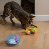 Bak Gel Al Kedi Oyuncağı Spiral Tel Top & Içinde Peluş Fare – Hareketli Zıplayan Kedi Topu, Avcılık Içgüdüsünü Geliştirir, Dayanıklı Metal Yay Top, Kediler Için Etkileşimli Eğlence Oyuncağı