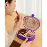 Bak Gel Al Taşınabilir Takı Kutusu Aynalı 4 Bölmeli Seyahat Boy Mini Organizer - Mor Gövde – Açık Pudra Fiyonk