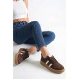 Bak Store Acı Kahve Süet Kadın Spor Ayakkabı Retro Sneaker Dikişli Taban
