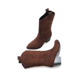 Bak Store Acı Kahve Süet Kovboy Kadın Çizme Nakışlı Fermuarlı Western