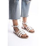Bak Store Beyaz Gladyatör Kadın Bodrum Sandalet