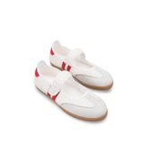 Bak Store Beyaz Kırmızı Kadın Spor Babet Örgü Görünümlü Cırtlı Mery Jane Sneaker Retro