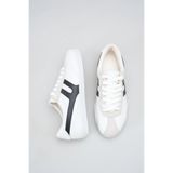 Bak Store Beyaz Siyah Çizgili Kadın Spor Ayakkabı Retro Sneaker Dikişli Taban