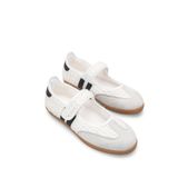Bak Store Beyaz Siyah Örgü Kadın Spor Babet Tokalı Mery Jane Sneaker Retro