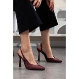 Bak Store Bordo Saten Kadın Topuklu Ayakkabı 10 cm Stiletto
