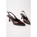 bakac store Kadın Bordo Arkası Açık Sivri Burun Topuklu Ayakkabı