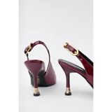 bakac store Kadın Bordo Rugan Tokalı Sivri Şık Topuklu Stiletto Ayakkabı