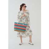 bakacstore Kadın Deniz Plaj Çantası Çok Renkli Fermuarlı Yumuşak Saplı New Season