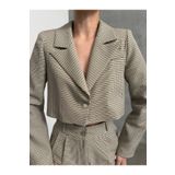 Bak'ap Astarlı Ekoseli Pötikare Blazer Ceket Oversize Daddy Premium