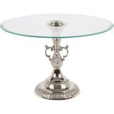 Bakara Collection Nikel Kaplama Cam Ayaklı Servis Tabağı 33 cm - Gümüş - Standart
