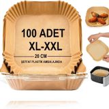 Baker Home Airfryer Pişirme Kağıdı,Xl-Xxl Büyük Boy, Kare, 100 Adet Hava Fritöz Parşömen Fırın Kağıdı Tek Kullanımlık Kağıt Fırın Fritöz Pişirme Kızartma Tavası Için Uygun 20CM