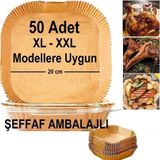 Baker Home Airfryer Pişirme Kağıdı,Xl-Xxl Büyük Boy, Kare, 50 Adet Hava Fritöz Parşömen Fırın Kağıdı Tek Kullanımlık Kağıt Fırın Fritöz Pişirme Kızartma Tavası Için Uygun 20CM