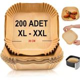Baker Ticaret Airfryer Pişirme Kağıdı,Xl-Xxl Büyük Boy, Kare, 200 Adet Hava Fritöz Parşömen Fırın Kağıdı Tek Kullanımlık Kağıt Fır�