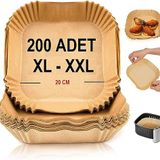 Baker Ticaret Airfryer Pişirme Kağıdı,Xl-Xxl Büyük Boy, Kare, 200 Adet Hava Fritöz Parşömen Fırın Kağıdı Tek Kullanımlık Kağıt Fırın Fritöz Pişirme Kızartma Tavası Için Uygun 20CM