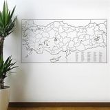 BakGelAl Yazılabilir Dilsiz Türkiye Haritası Manyetik Duvar Stickerı 110 x 56 cm