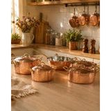 Bakır Adası Geleneksel Seri – 9 Parça Dövme Bakır Tencere Seti - * 20 cm Basık Tencere + Kapak * 26 cm Basık Tencere + Kapak * 18 cm Derin Tencere + Kapak * 24 cm Derin Tencere + Kapak * 24 cm Wook Tava