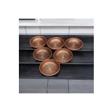 Bakır Center Bakır Çerezlik Bakır Kahvaltılık Kahvaltı Tabağı Oyma İşçilikli 10 CM Kahvaltı Tabağı 6 Lı Set