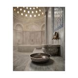 Bakır Center Bakır Hamam Tası 20 CM Osmanlı Hanedan Hamam Tası Gümüş Nakışlı Hamam Tası Lüx Hamam Tası