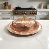 Bakır Center Bakır Sunum Tabağı Çekiç Dövme Sunumluk Kapaklı Servis Kayık Tabak Kalın Bakır - 42 CM