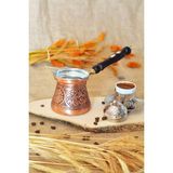 Bakır Concept Bakır Cezve Sedef Kulplu Oyma Nakış İşleme Bakır Renk 3 Kişilk