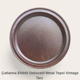 Bakır .dövme Dekoratif Metal Tepsi | Modern & Vintage Şık Tasarım 50 cm