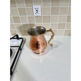 Bakır Dünyası - El Yapımı Bakır Bardak 350 ml | Pirinç Kulplu Geleneksel Bakır Kupa - 1 Adet