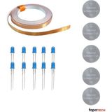 Bakır Folyo Iletken Bant ,CR2032 Lityum Pil ,5mm LED Mavi Seti – Kağıttan Devre Kit
