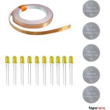 Bakır Folyo Iletken Bant ,CR2032 Lityum Pil ,5mm Sarı LED Seti – Kağıttan Devre Kit