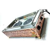 Bakır Kumda Kahve Makinesi Çift Pleytli Büyük Boy 55x33 cm Safir Kumda Kahve