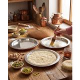 Bakır Künefe Tabağı 3'lü Set, 26 cm, Gümüş ve Bakır, Kadayıf Tepsisi, Geleneksel Sunum
