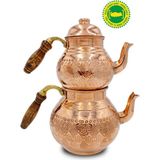 Bakır Maraş Büyük Baklava Desenli Çaydanlık El İşçiliği ile Üretilmiş Kalay Kaplı Bakır Malzeme