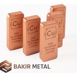 Bakır Metal %99,9 Saf Bakır Külçe Seti 5 Kg (5 x 1 Kg) Koleksiyonluk Kalite Kontrol Sertifikalı Türkiye Menşeli