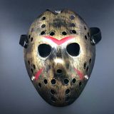 Bakır Renk Kırmızı Çizgili Tam Yüz Hokey Jason Maskesi Hannibal Maskesi (5047)