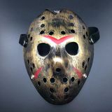 Bakır Renk Kırmızı Çizgili Tam Yüz Hokey Jason Maskesi Hannibal Maskesi (5433)