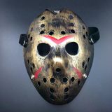 Bakır Renk Kırmızı Çizgili Tam Yüz Hokey Jason Maskesi Hannibal Maskesi Bx40