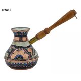 Bakır Sade Zarif Minimal 500Ml Türk Kahvesi Renkli Rus Cezvesi
