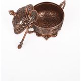 Bakır Zamak Şekerlik Kase, 11X13 Cm, Kaşık Dahil, Parlak ve Şık Tasarım - Seçenek 1 - Altın