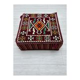 BAKIRÖZÜ HOME Anadolu Bordo Modeli Çökmeyen Süngerli Şark Köşesi Orta Sehpa (60 x 60 x 20 cm)