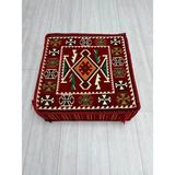 BAKIRÖZÜ HOME Anadolu Kırmızı Modeli Çökmeyen Süngerli Şark Köşesi Orta Sehpa (60 x 60 x 20 cm)