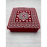 Bakırözü Home Atlantis Modeli Çökmeyen Süngerli Şark Köşesi Orta Sehpa (60 x 60 x 20 Cm) - Kırmızı