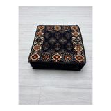 BAKIRÖZÜ HOME Lacivert Buhara Modeli Çökmeyen Süngerli Şark Köşesi Orta Sehpa (60 x 60 x 20 cm)