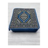 BAKIRÖZÜ HOME Mavi Yahyalı Modeli Çökmeyen Süngerli Şark Köşesi Orta Sehpa (60 x 60 x 20 cm)