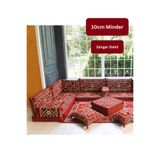 BAKIRÖZÜ HOME Otantik Şark Köşesi Takımı Kırmızı Anadolu 13 Parça (Kilim ve Puf Dahil Süngerli Sedir Seti)