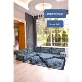 BAKIRÖZÜ HOME Otantik Şark Köşesi Takımı Mavi Anadolu 13 Parça (Kilim ve Puf Dahil Süngerli Sedir Seti)